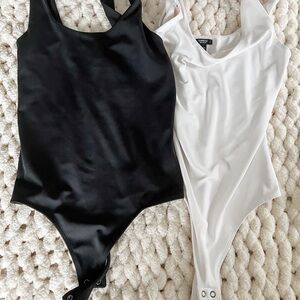 Ladies One Piece Bodysuit Set - Black and White